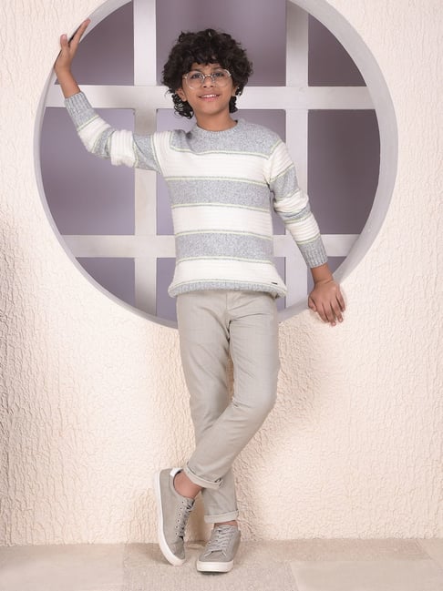 Crimsoune Club Boys Grey Striped Sweater-picture-22