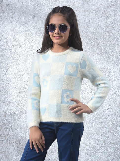 Crimsoune Club Girls Blue Graphic Sweater-picture-11