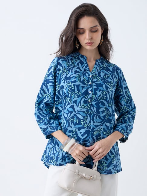 Utsa by Westside Indigo Leaf Design Tunic-picture-37