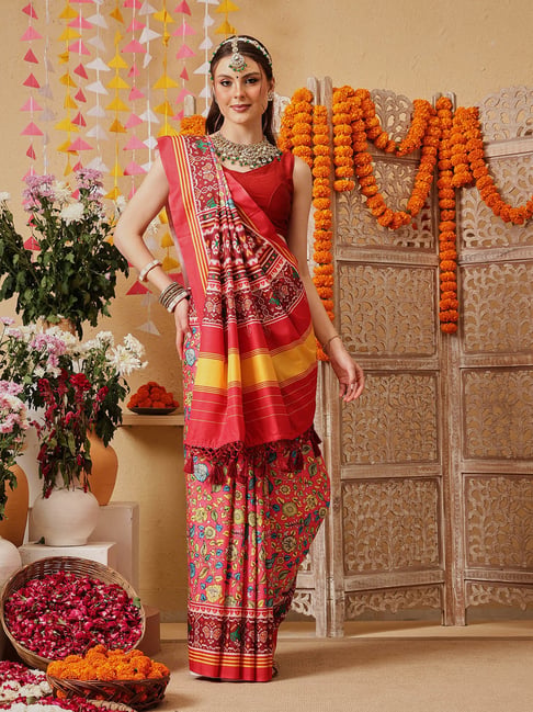 Silk Land Kalamkari With Traditional Patola Printed Sarees-picture-27