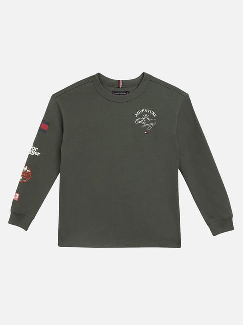 Tommy Hilfiger Olive Cotton Relaxed Fit Printed T-Shirt-picture-17