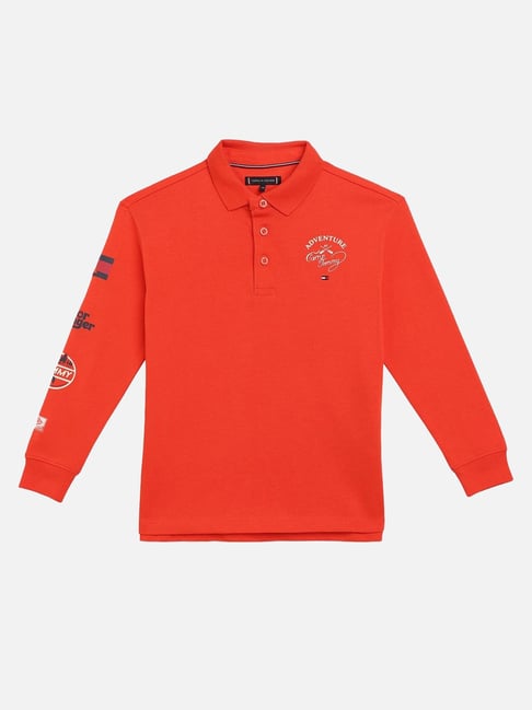 Tommy Hilfiger Red Cotton Relaxed Fit Printed Polo T-Shirt-picture-18