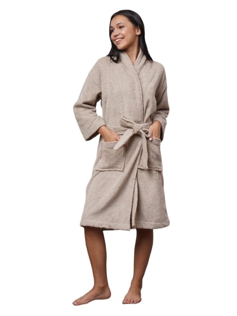 Creeva Cream Cotton Lavish Bathrobe (Large)
