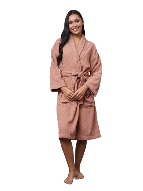 Creeva Pink Cotton Lavish Bathrobe (Medium)