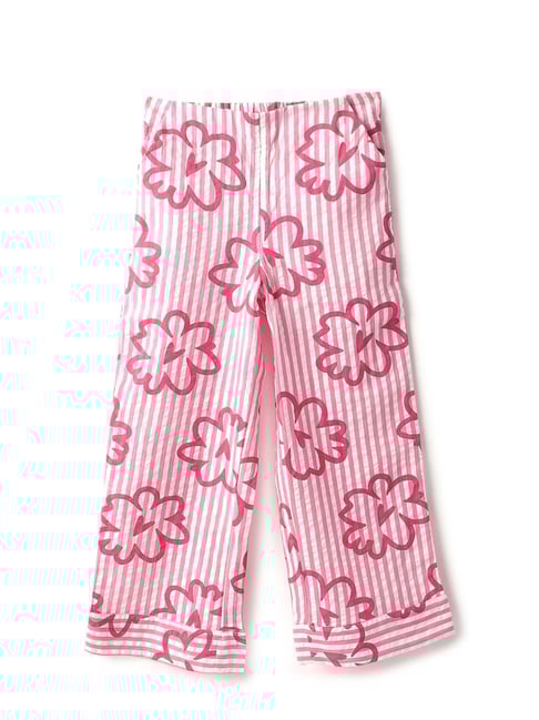 United Colors of Benetton Girls Pink Cotton Floral Print Trousers-picture-40