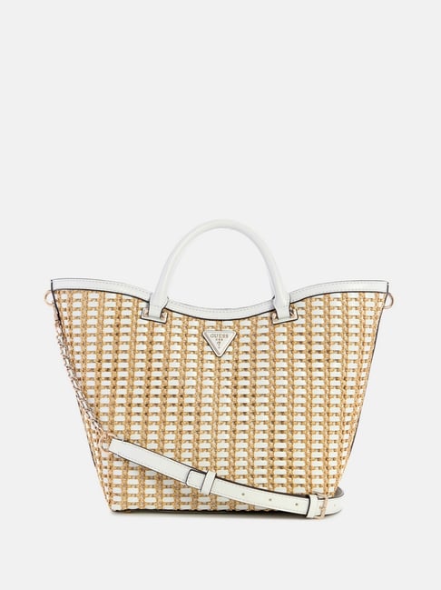 Guess Natural & White Atalia Woven Tote-picture-30