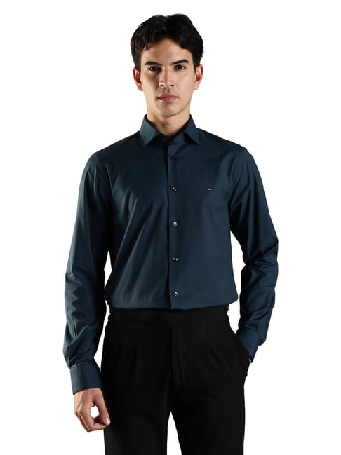 Tommy Hilfiger Blue Cotton Slim Fit Shirt-picture-17
