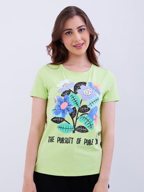 Spykar Coolmatcha Green Regular Fit Top