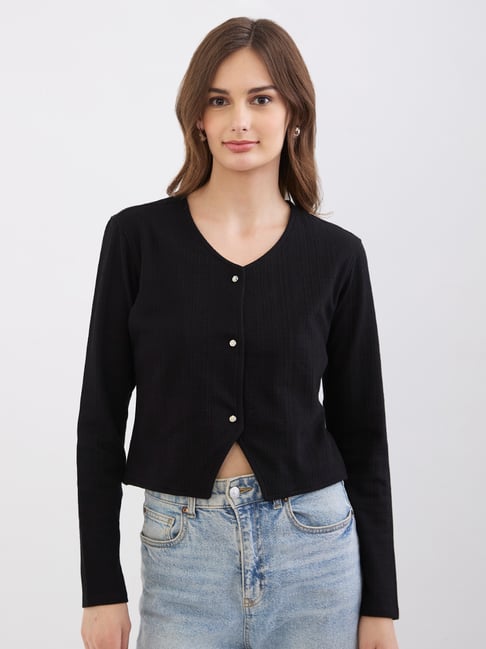 Spykar Black Slim Fit Top