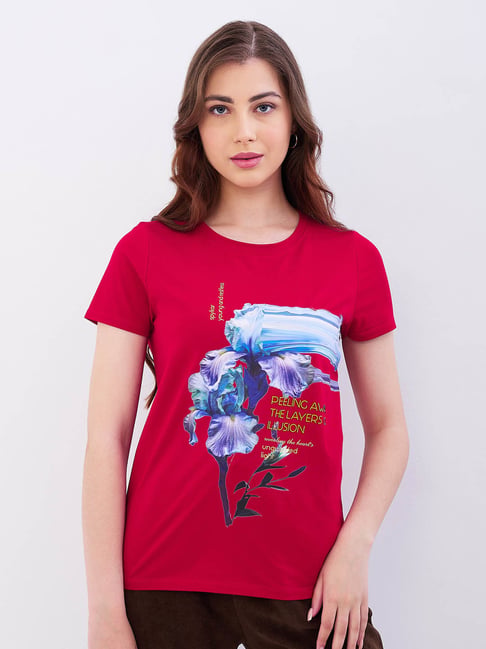 Spykar Crimson Red Regular Fit Top