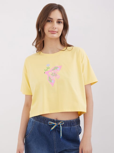 Spykar Panacotta Yellow Relaxed Fit Top