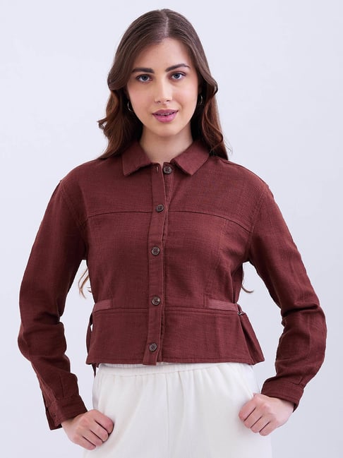 Spykar Sepia Brown Regular Fit Solid Top