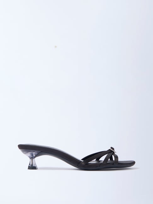 LUNA BLU by Westside Black Multi-Strap Kitten-Heel Sandals-picture-30