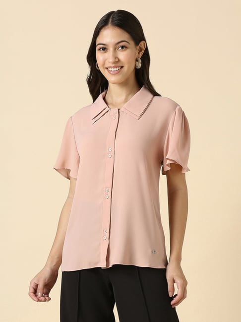 Allen Solly Peach Regular Fit Shirt-picture-45