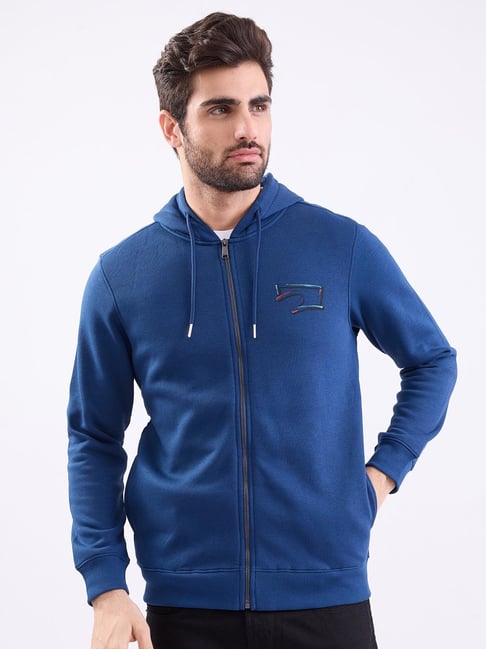 Spykar Indigo Blue Cotton Polyblend Regular Solid Sweatshirts-picture-19