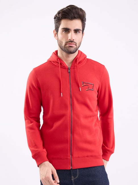 Spykar True Red Cotton Poly Regular Fit Sweatshirt