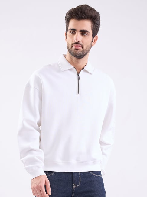 Spykar White Cotton Poly Regular Fit Sweatshirt-picture-21