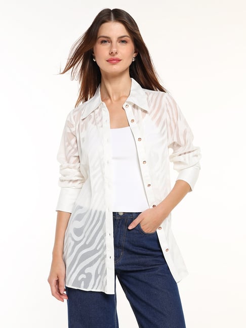 Cover Story White Polyester Regular Fit Animal Printed Shirt-picture-18