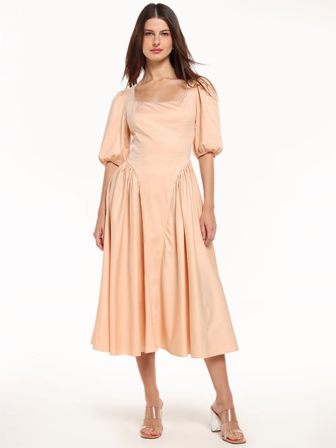 Cover Story Light Pink Cotton Regular Fit Dress-picture-43