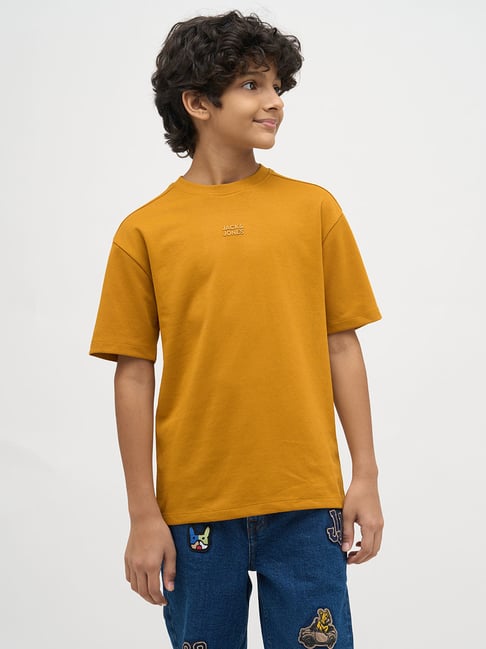 Jack & Jones Junior Boys Harvest Gold Cotton Logo T-Shirt-picture-24