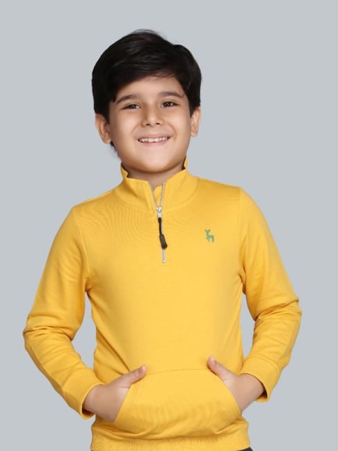 Plum Tree Boys Yellow Cotton Logo Sweatshirt