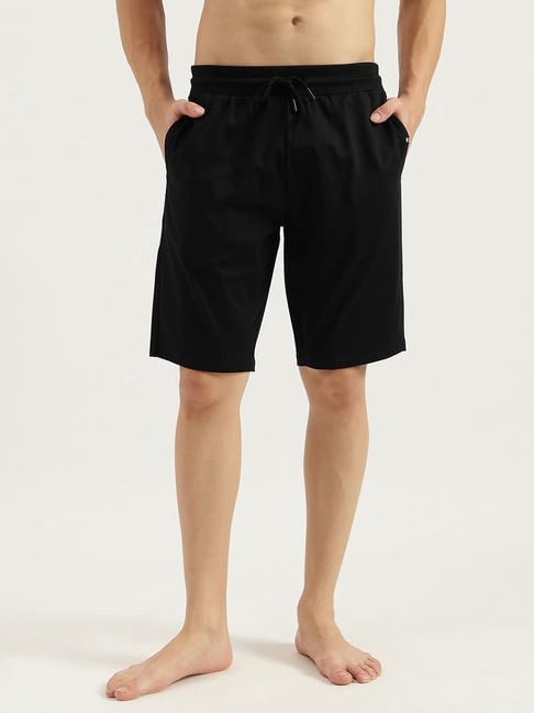 United Colors of Benetton Black Cotton Regular Fit Shorts