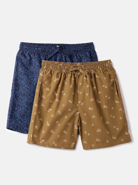 United Colors of Benetton Multicoloured Cotton Regular Fit Printed Boxers - Pack of 2