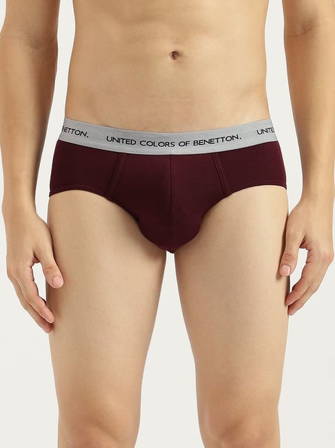 United Colors of Benetton Maroon Regular Fit Briefs