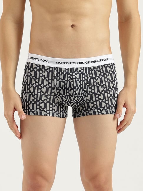 United Colors of Benetton Grey Regular Fit Printed Trunks