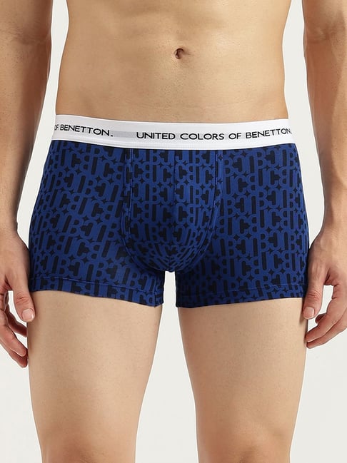 United Colors of Benetton Blue Regular Fit Printed Trunks