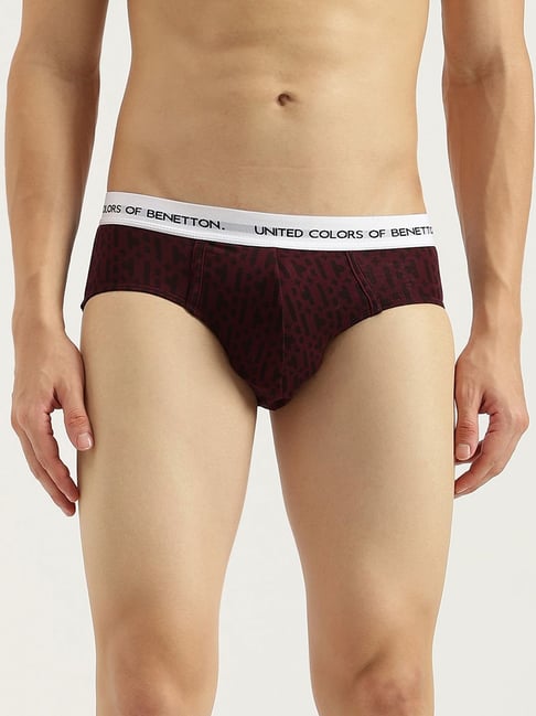 United Colors of Benetton Maroon Regular Fit Printed Briefs-picture-20