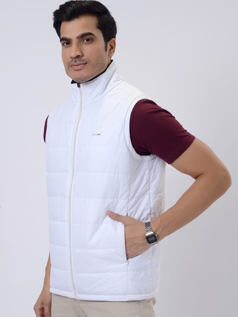 JadeBlue White & Navy Blue Polyester Regular Fit Solid Jacket-picture-15