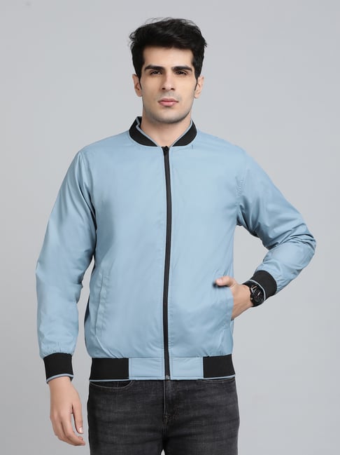 JadeBlue Light Blue Polyester Slim Fit Jacket