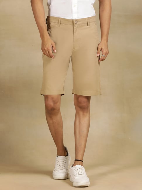 JadeBlue Beige Cotton Slim Fit Shorts