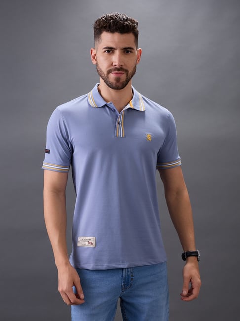 Giordano Blue Cotton Slim Fit T-Shirt-picture-29