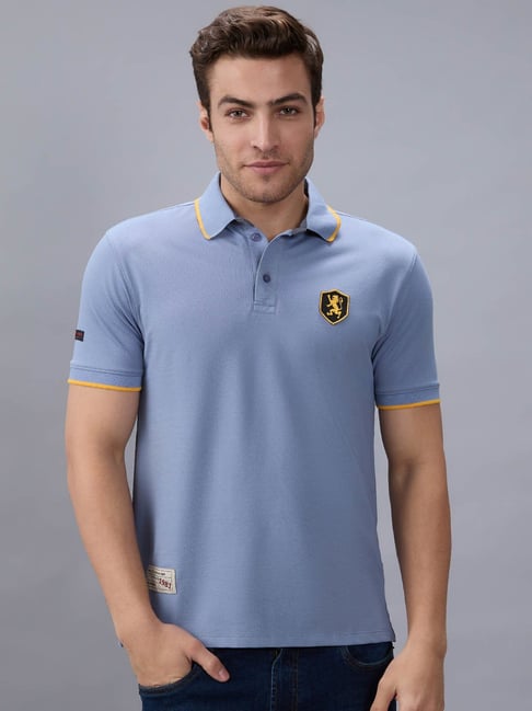 Giordano Blue Cotton Slim Fit T-Shirt-picture-27