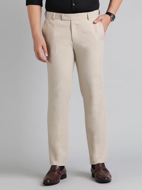 Metal Beige Rayon Slim Fit Solid Trouser-picture-19