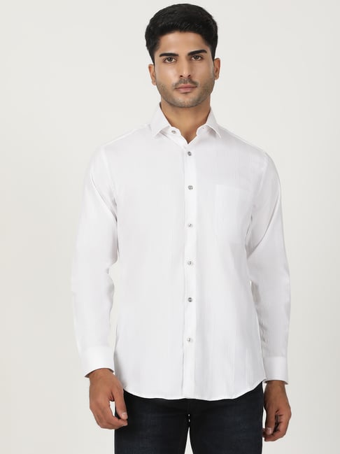 Greenfibre White Polyester Slim Fit Shirt