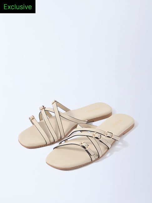 LUNA BLU by Westside Ivory Multi-Strap Slides - Exclusive-picture-19