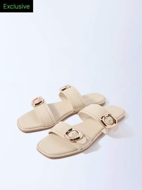 LUNA BLU by Westside Ivory Dual-Strap Slip-On Sandals - Exclusive-picture-10