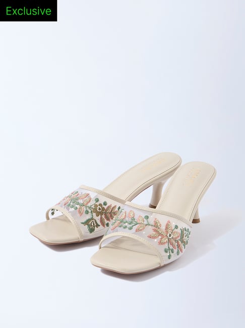 LUNA BLU by Westside Ivory Embroidered Kitten Heel Sandals - Exclusive-picture-27