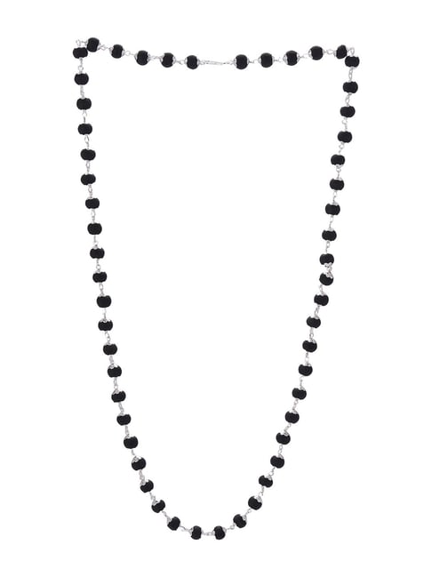 Saraf RS Jewellery Statement Divine Karungali Mala with Silver Plated Cap Necklace