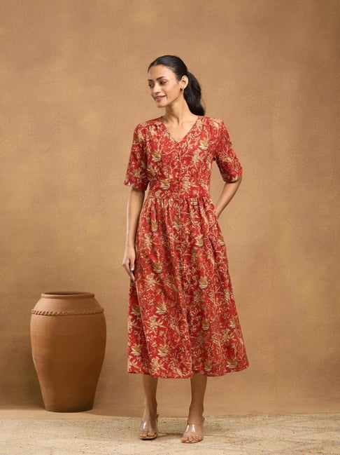fabindia cotton dresses Buy Blue Cotton Chikankari Midi Dress for Women Online at Fabindia
