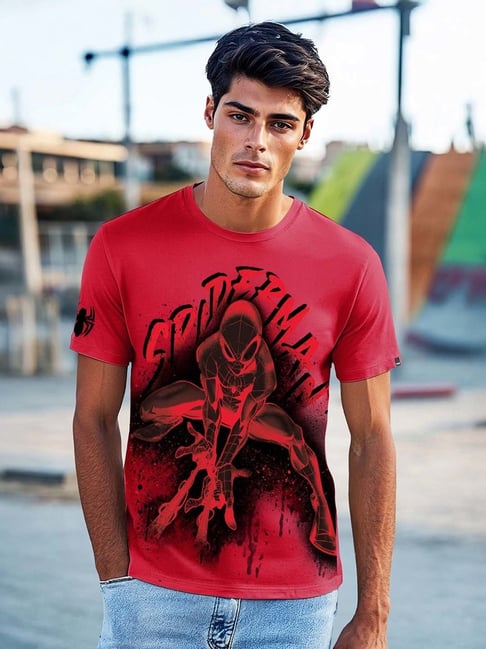Bewakoof Bold Red Official Marvel Merchandise Red Spiderman