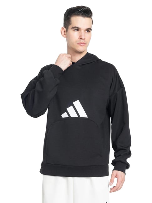 Adidas Black Regular Fit Sports Hoodie-image-14