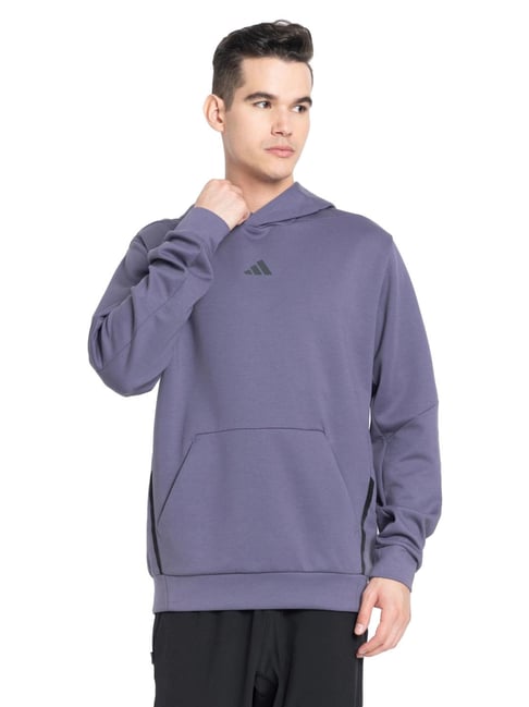 Adidas Purple Regular Fit Sports Hoodie-image-40