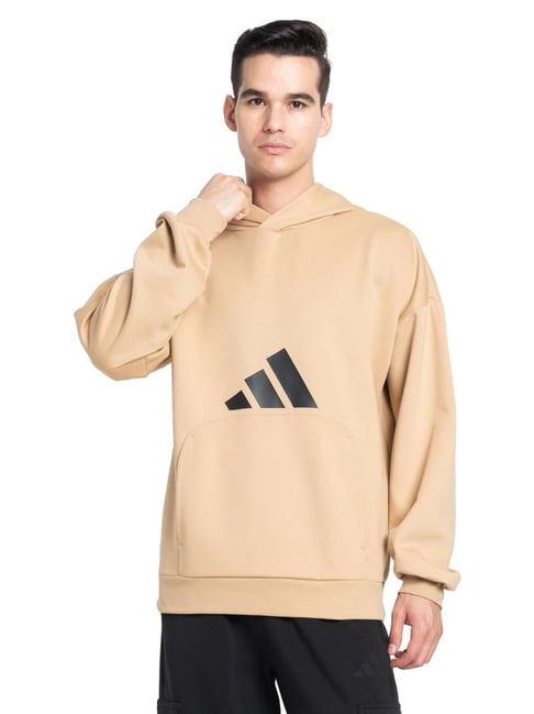 Adidas Brown Regular Fit Sports Hoodie-image-12
