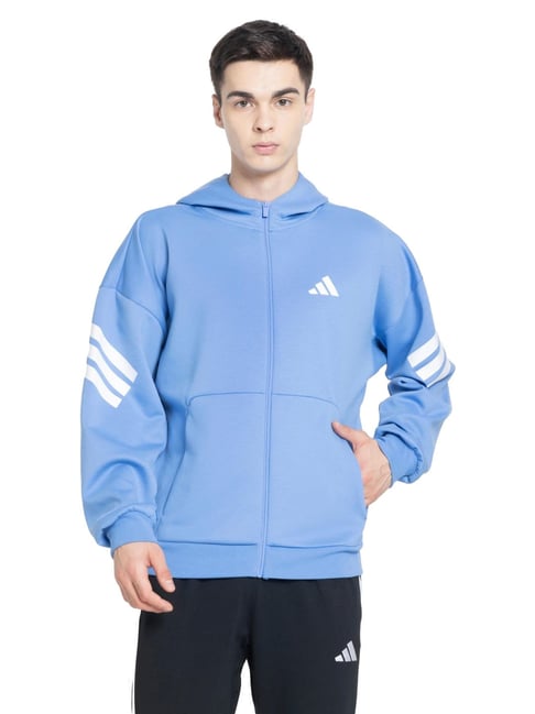 Adidas Blue Regular Fit Hoodie-image-22