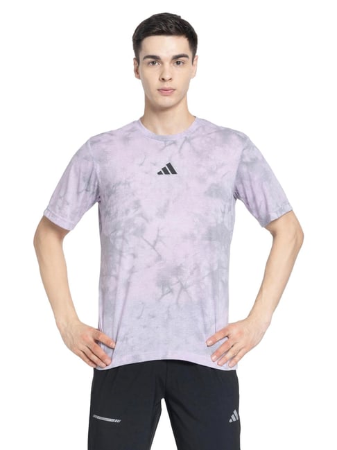 Adidas Purple Regular Fit Printed Sports T-Shirt