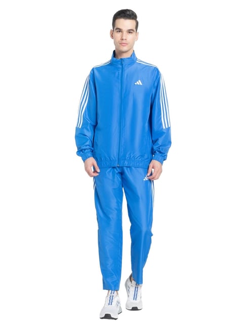 Adidas Blue Regular Fit Striped Tracksuits